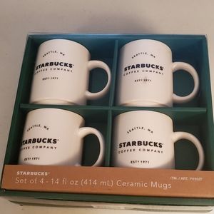 NIB Starbucks Seattle Washington 14 oz coffee ceramic mug set